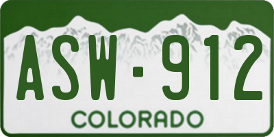 CO license plate ASW912