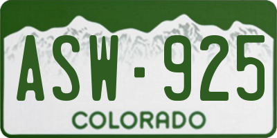 CO license plate ASW925