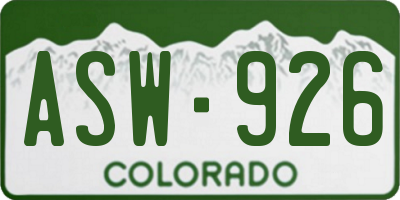 CO license plate ASW926