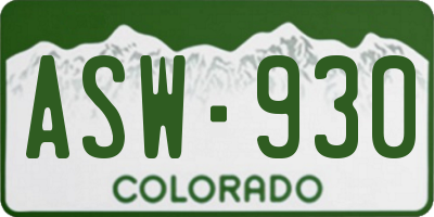 CO license plate ASW930