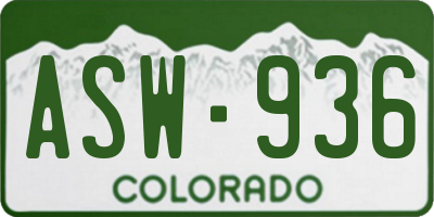 CO license plate ASW936