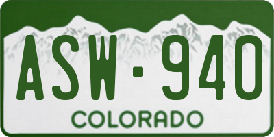 CO license plate ASW940