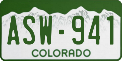 CO license plate ASW941