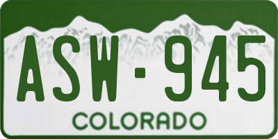 CO license plate ASW945