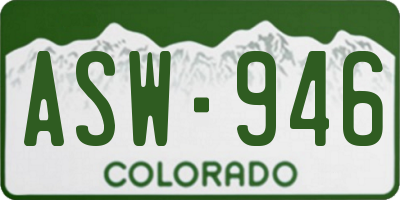 CO license plate ASW946