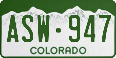 CO license plate ASW947