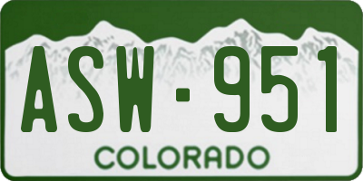 CO license plate ASW951