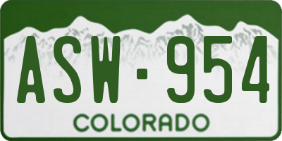CO license plate ASW954