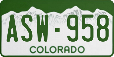 CO license plate ASW958