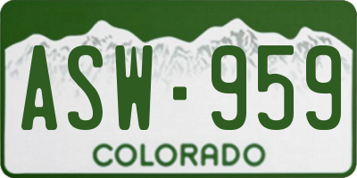 CO license plate ASW959