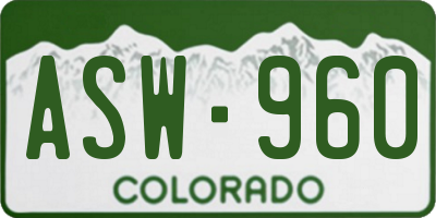 CO license plate ASW960