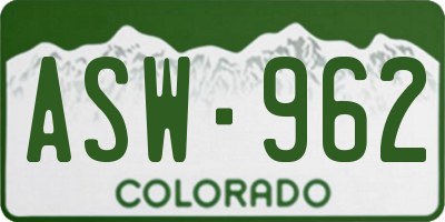 CO license plate ASW962