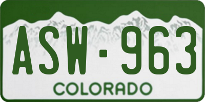 CO license plate ASW963