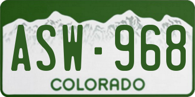 CO license plate ASW968
