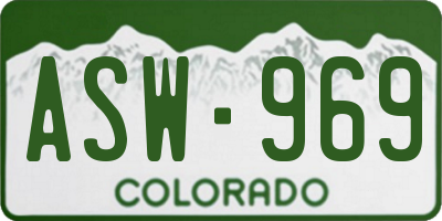 CO license plate ASW969