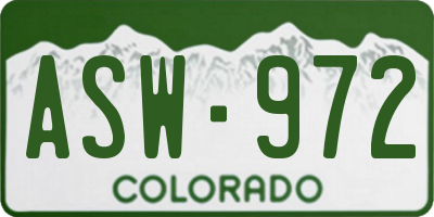 CO license plate ASW972