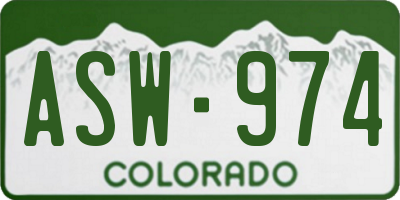 CO license plate ASW974