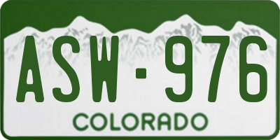 CO license plate ASW976