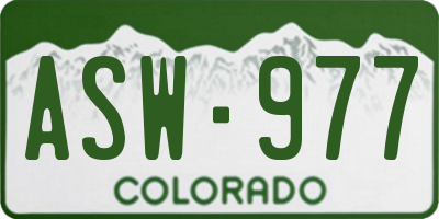 CO license plate ASW977