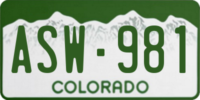 CO license plate ASW981