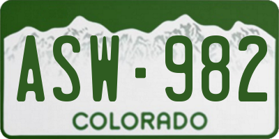 CO license plate ASW982