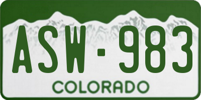 CO license plate ASW983