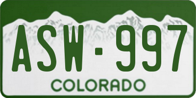 CO license plate ASW997
