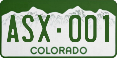CO license plate ASX001