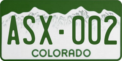 CO license plate ASX002