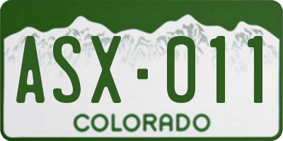 CO license plate ASX011