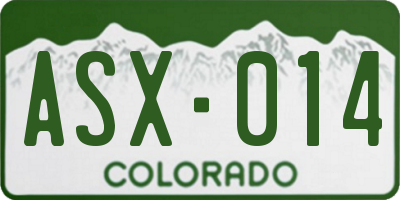 CO license plate ASX014