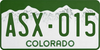 CO license plate ASX015