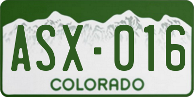 CO license plate ASX016
