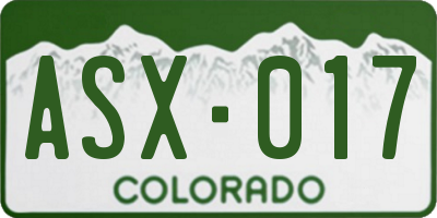 CO license plate ASX017