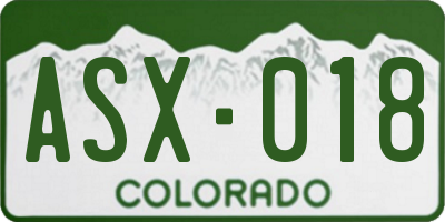 CO license plate ASX018