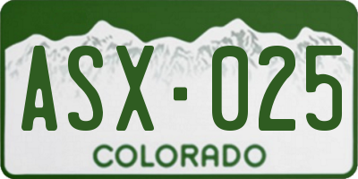 CO license plate ASX025