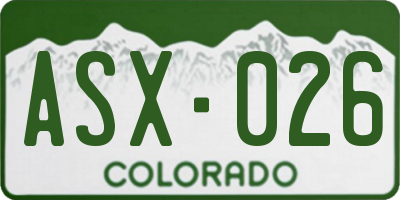 CO license plate ASX026