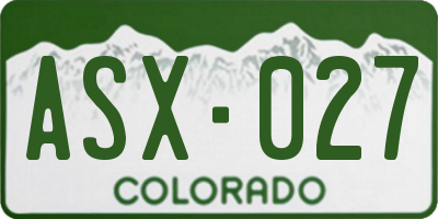 CO license plate ASX027