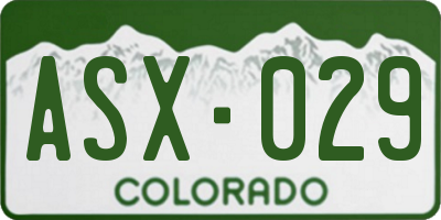 CO license plate ASX029
