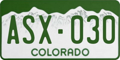 CO license plate ASX030