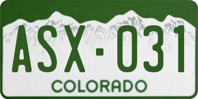 CO license plate ASX031