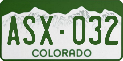 CO license plate ASX032