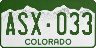 CO license plate ASX033