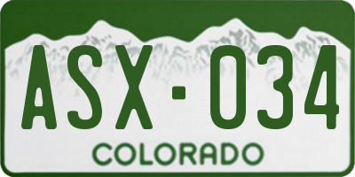 CO license plate ASX034