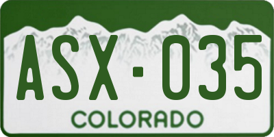 CO license plate ASX035