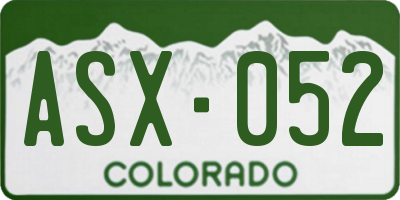 CO license plate ASX052