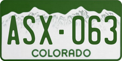 CO license plate ASX063