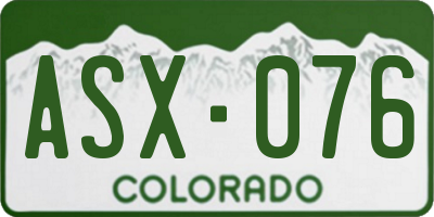 CO license plate ASX076