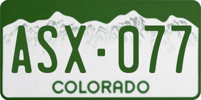 CO license plate ASX077