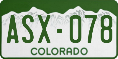 CO license plate ASX078